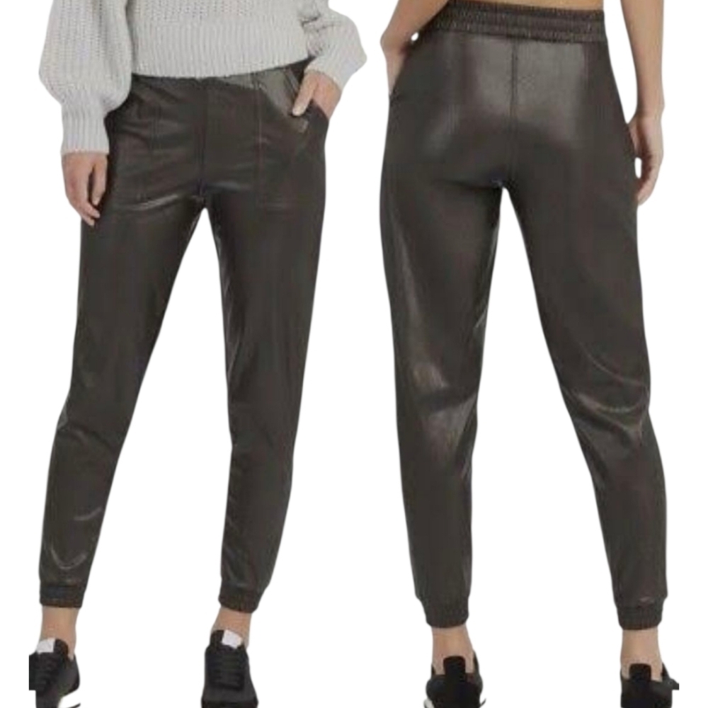 Spanx by Sara Blakely Womens Faux Leather Jogger Shaping Pants Brown Size 1X